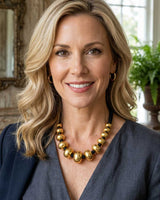 Dark Gold Beaded Statement Choker Necklace