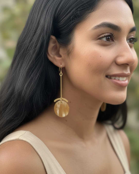 Horn & Brass Dangle Earrings, Kenya