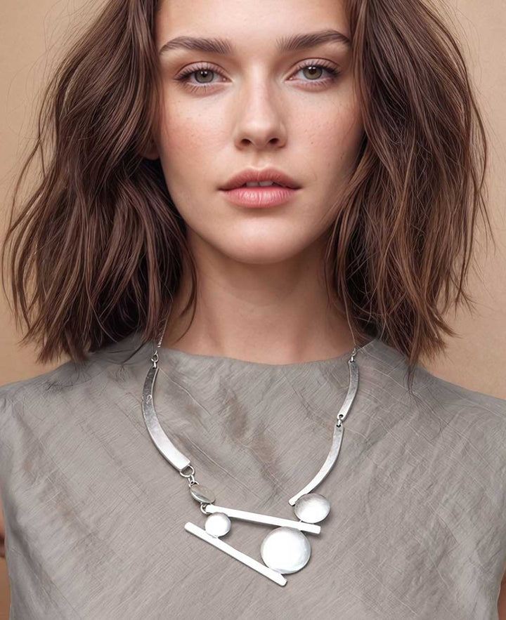 Asymmetric Stacked Geometric Necklace