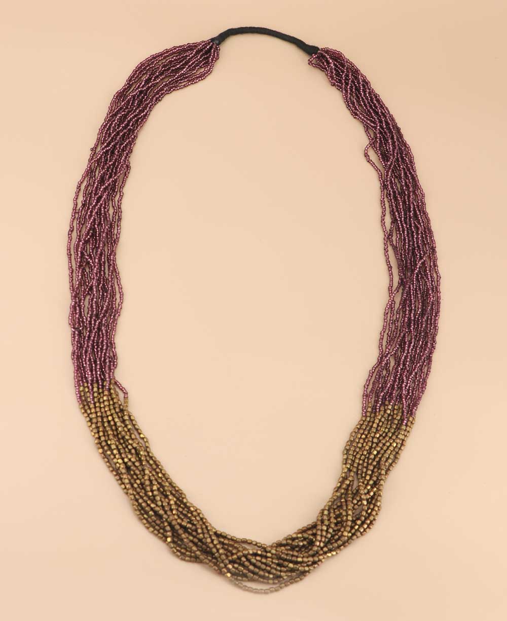 Light purple and bronze Tibetan statement necklace
