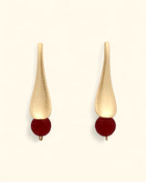 Ruby jade and brushed gold sculptural earrings