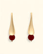Ruby jade and brushed gold sculptural earrings