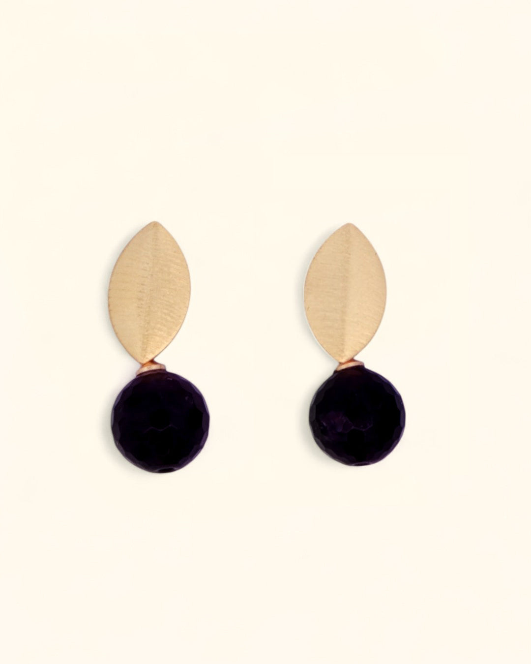 Amethyst and gold petite drop earrings