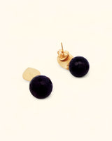 Dark purple gemstone earrings with brushed gold
