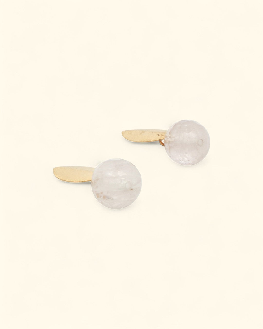 Pale pink gemstone drop earrings with gold stud