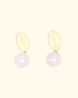 Rose quartz and brushed gold earrings