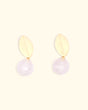 Rose quartz and brushed gold earrings
