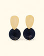 Blue agate and brushed gold drop earrings