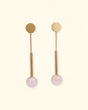 Rose quartz and brushed gold drop earrings