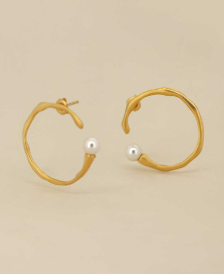 Organic Vine-Inspired Hoop Earrings Front View