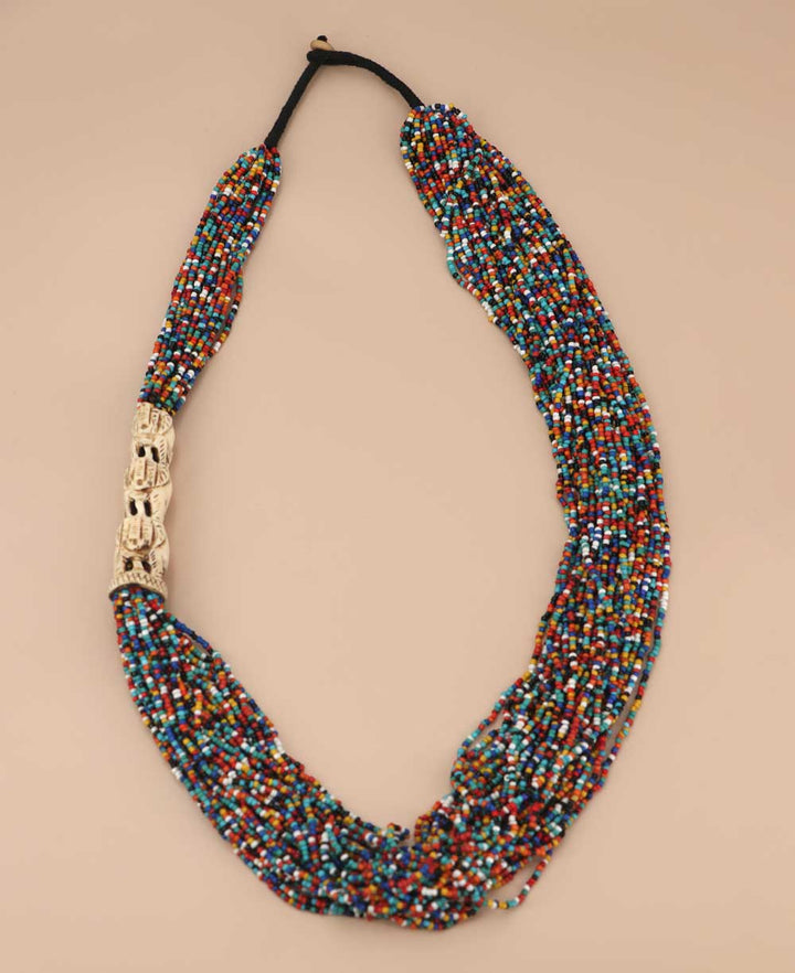 Colorful bead strand necklace