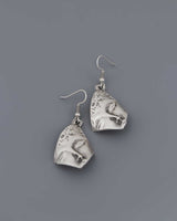Anatolian face motif pewter earrings