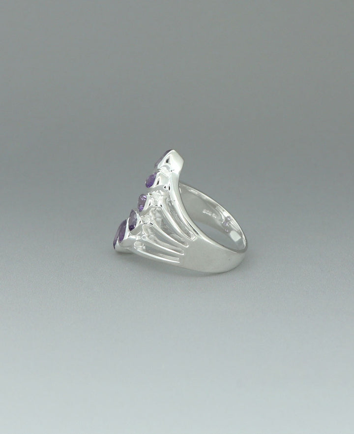 Elegant Amethyst Teardrop Ring in Silver
