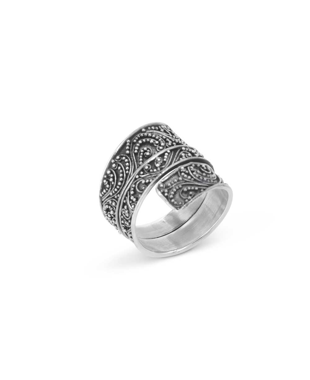 Sterling silver ring with beadwork
