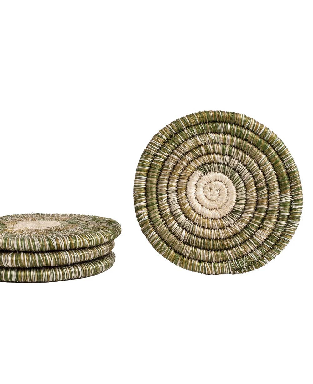 Set of 4 intricately designed African-inspired coasters
