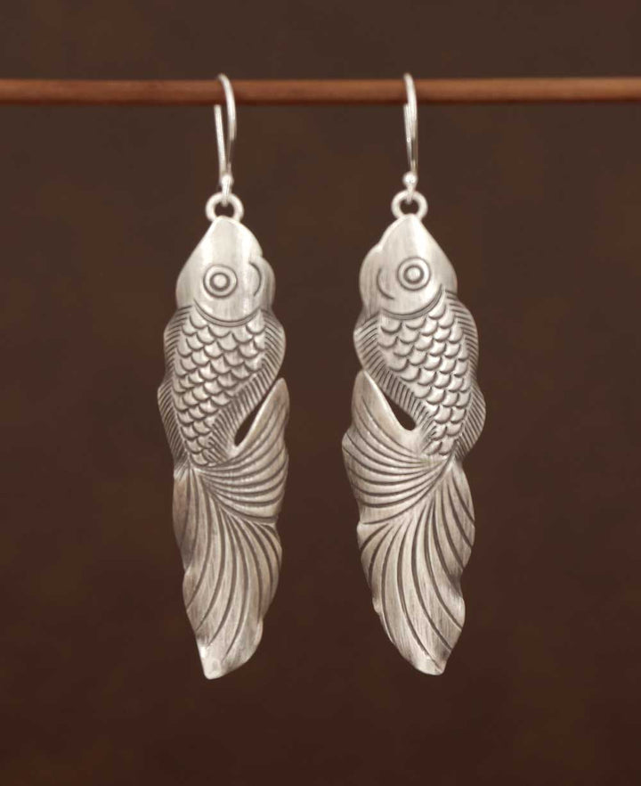 Hilltribe Silver Fish Earrings 