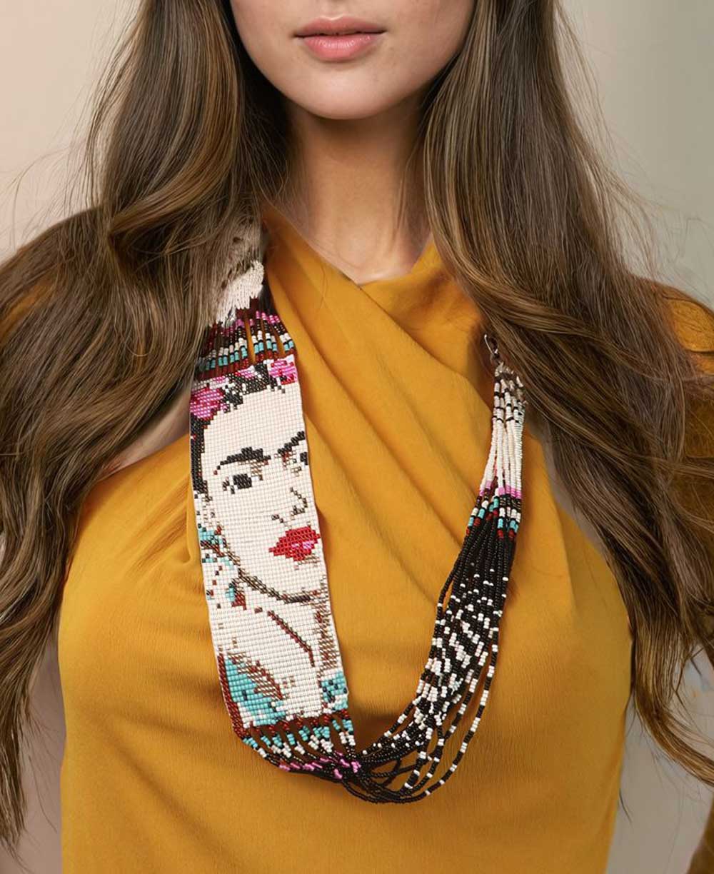 Frida Kahlo Inspired Beaded Necklace