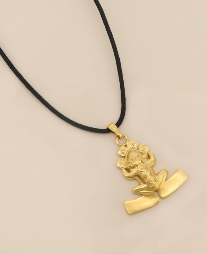 Pre-Columbian golden frog necklace symbolizing transformation and renewal