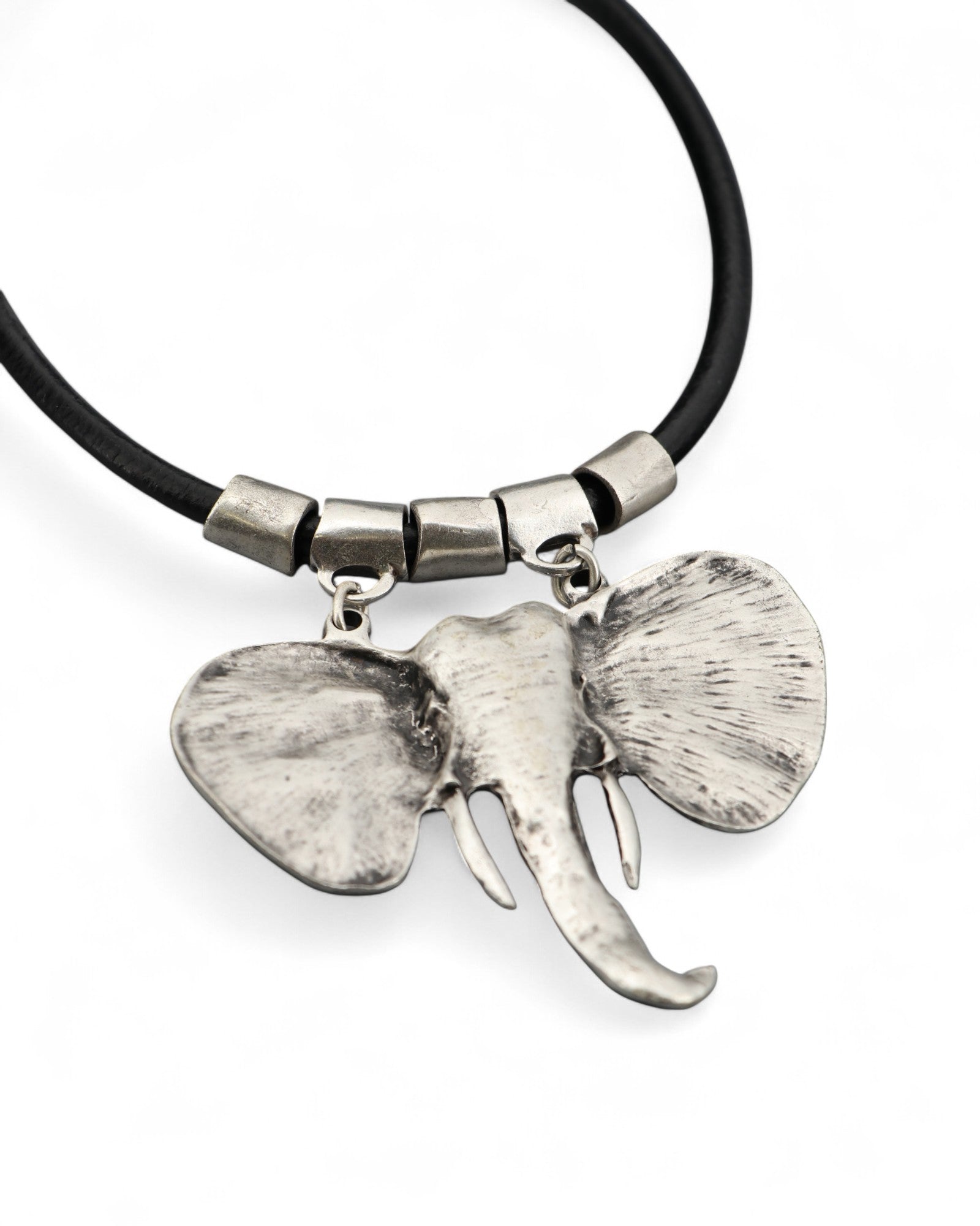 Pewter Elephant Head Pendant Necklace – 22