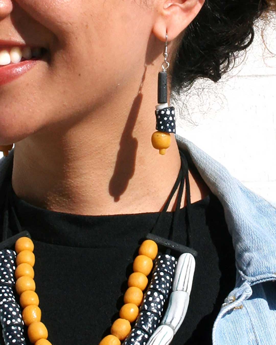 Eco-friendly beaded earrings with surgical steel hooks