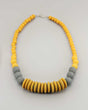 Artisan necklace with yellow ochre and slate grey beads
