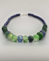 Handmade glass bead necklace with sea-inspired tones