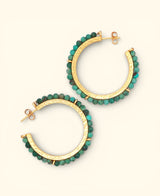 Tibetan Turquoise Hammered Hoop Earrings