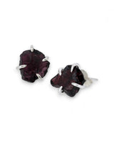 Sterling Silver Raw Cut Garnet Stud Earrings