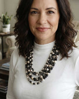 Layered Black And White Kantha Textile Necklace