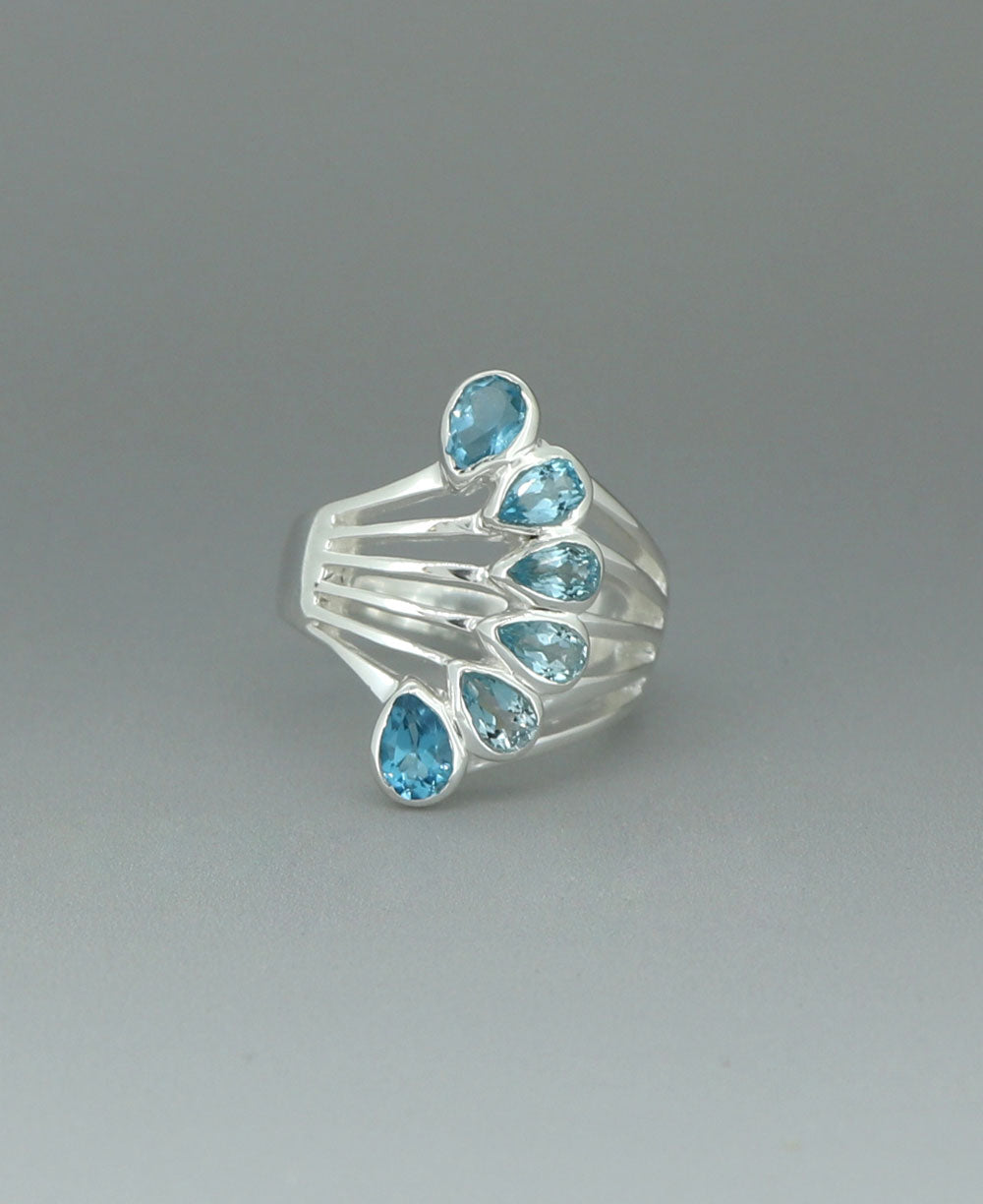 Sterling Silver Blue Topaz Teardrop Ring