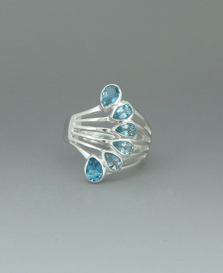 Sterling Silver Blue Topaz Teardrop Ring