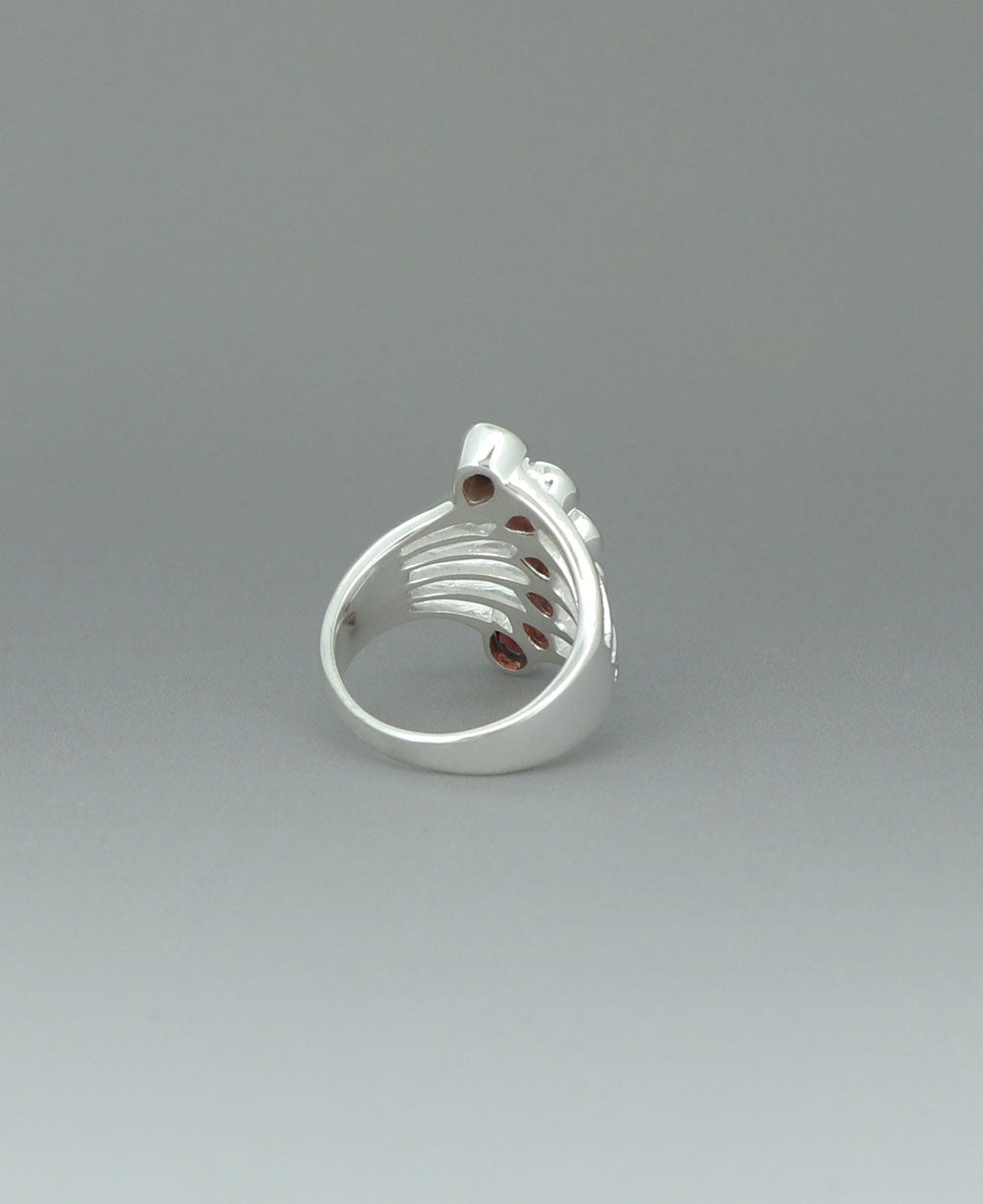 Elegant Garnet Teardrop Ring in Silver