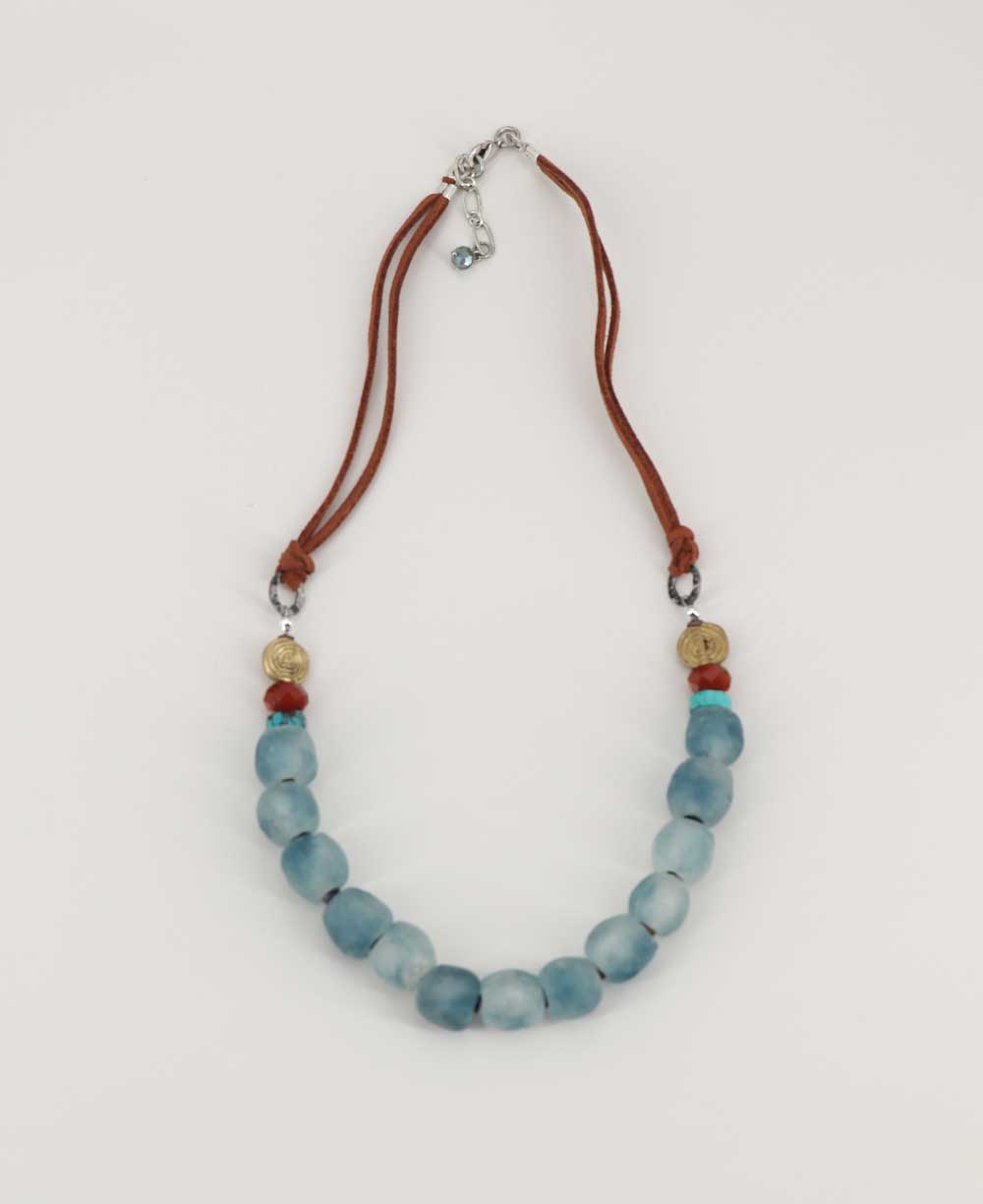 Handmade recycled glass bead necklace