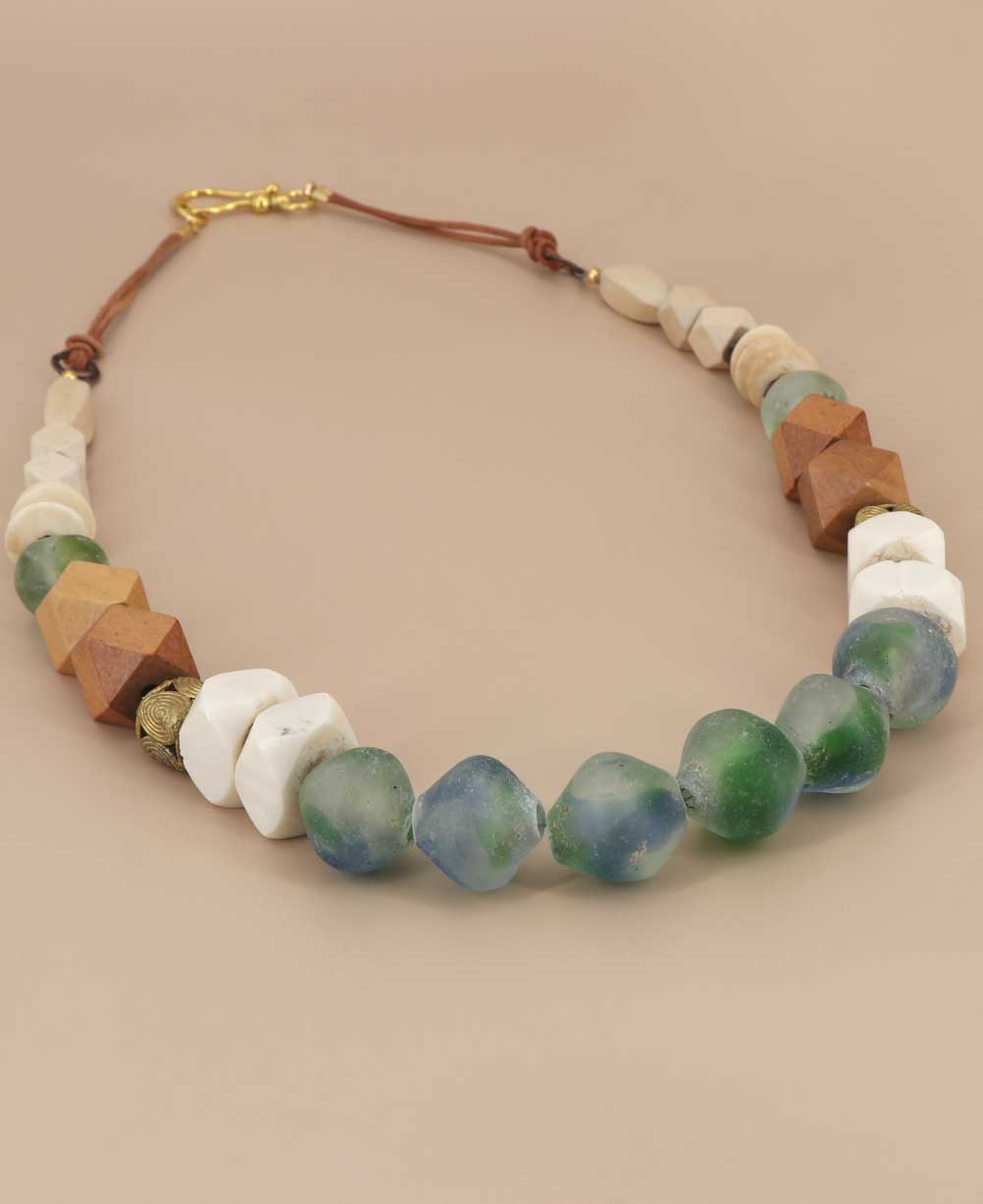 Recycled glass bead necklace