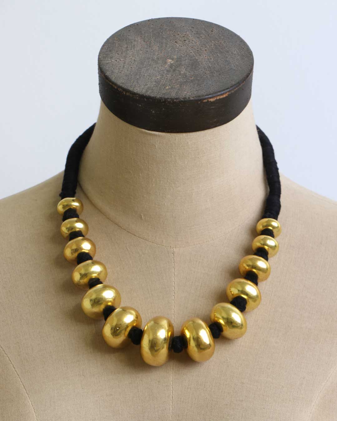 Dark Gold Beaded Statement Choker Necklace