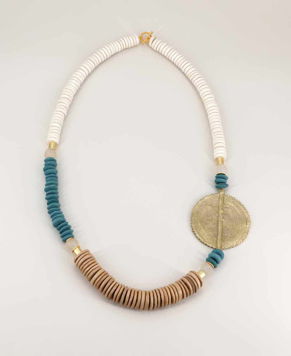 Handcrafted brass medallion necklace
