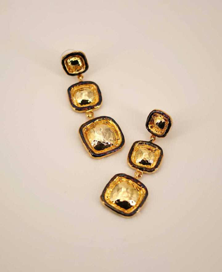 Cascading Squares Gold Earrings