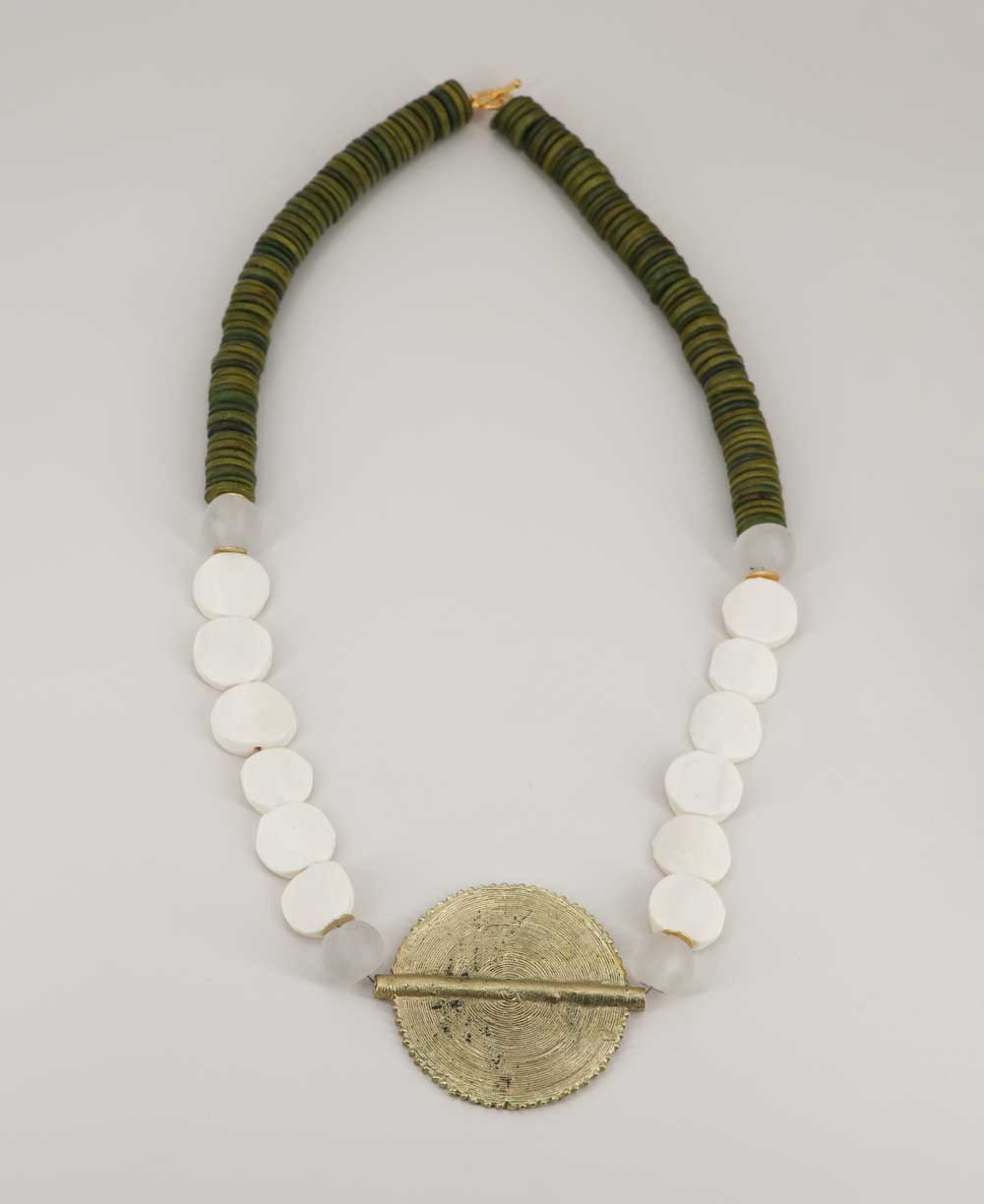 Global artisan brass medallion necklace