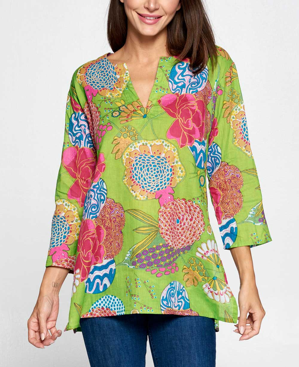 Green Floral Print Tunic