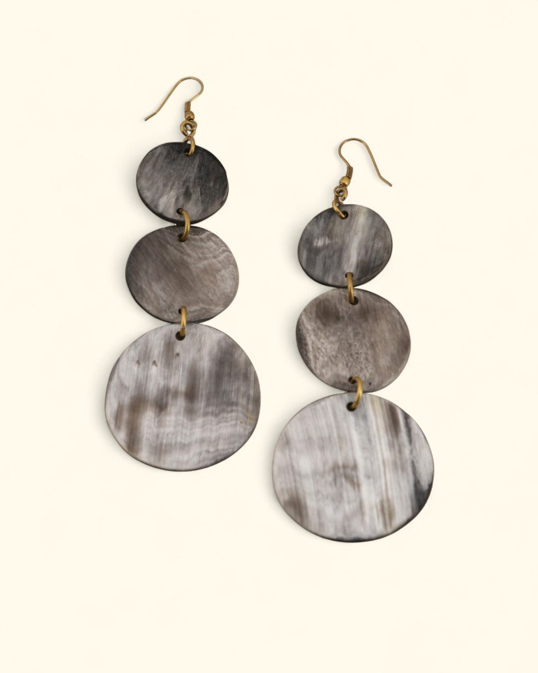 Handmade cascading horn earrings from Kenya