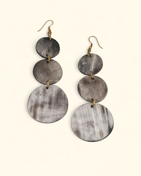 Handmade cascading horn earrings from Kenya