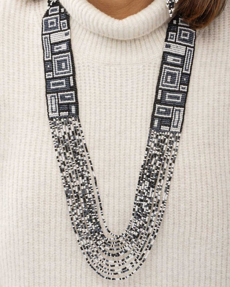 Black & White Glass Beaded Necklace