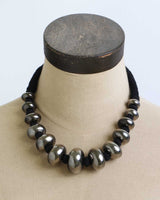 Midnight Silver Graduated Bead Statement Necklace
