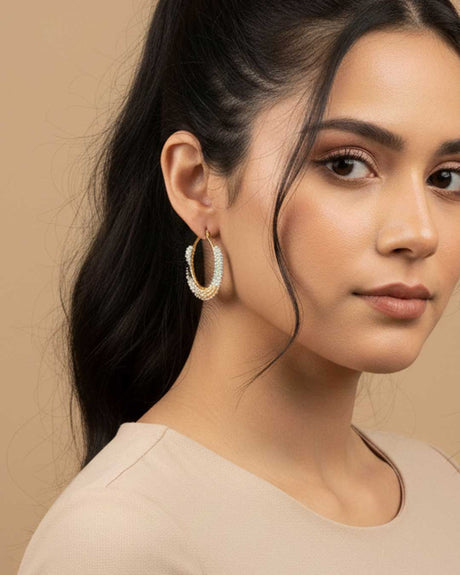 Earth-Tone Beaded Hoop Earrings