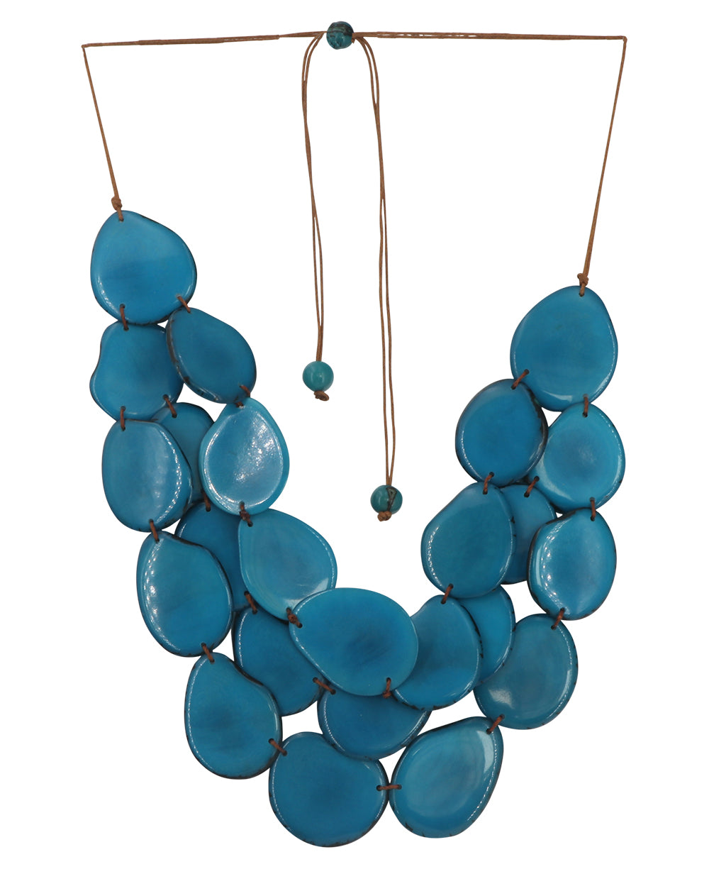 Bright Teal-Turquoise Tagua Necklace