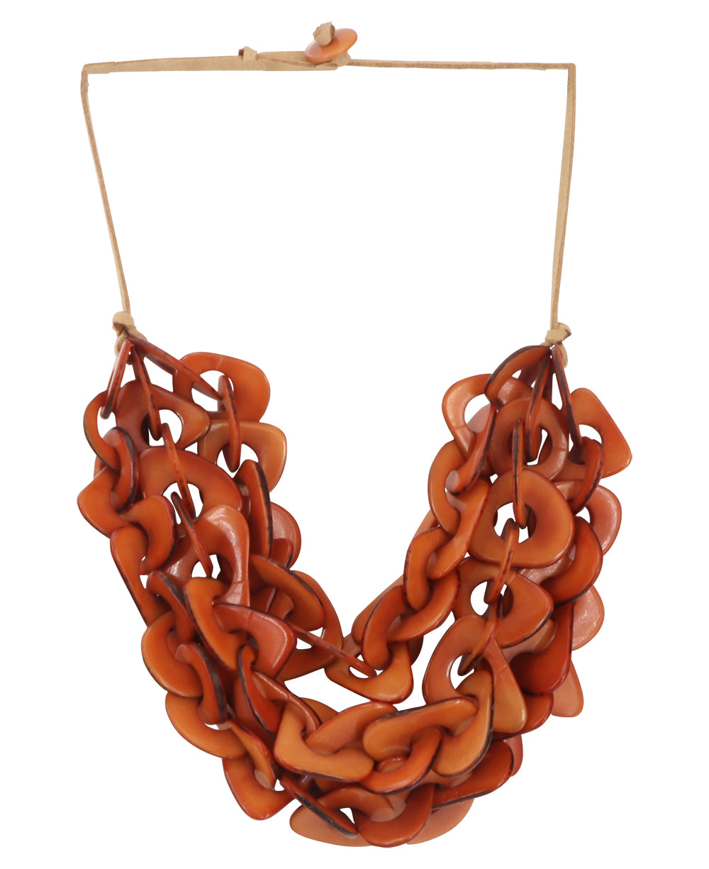 Rust-Orange Tagua Disc Choker