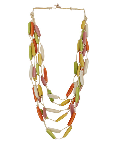 Multi-Color Six Strand Tagua Necklace