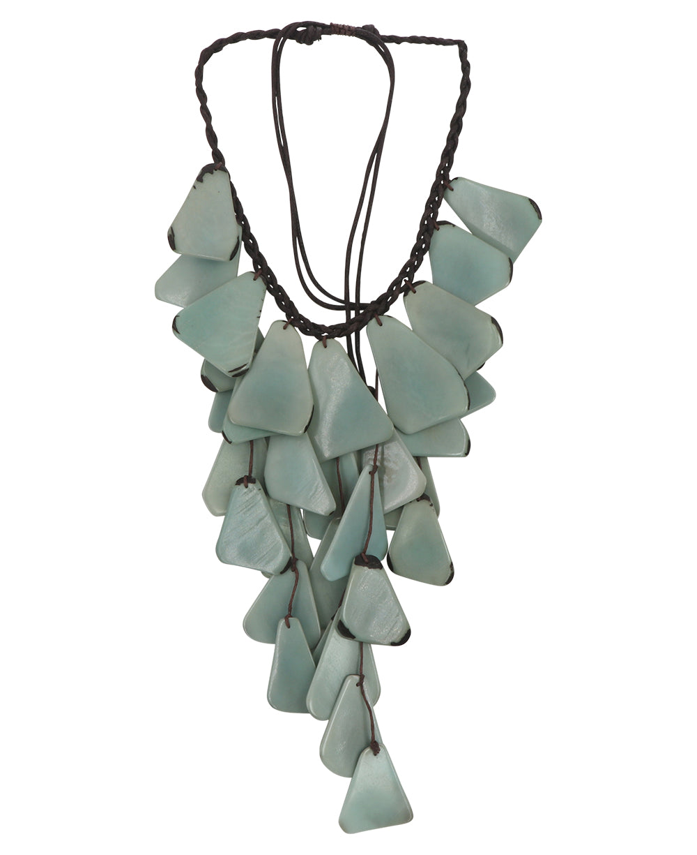 Pastel Sea Green Waterfall Tagua Necklace