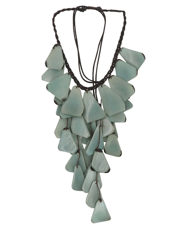 Pastel Sea Green Waterfall Tagua Necklace