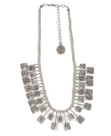 Radiating Squares Statement Pewter Necklace